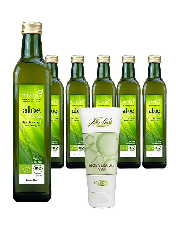 6x Bio Aloe Vera Direktsaft + 1 Gel 99%  von der Bio Farm Mallorca